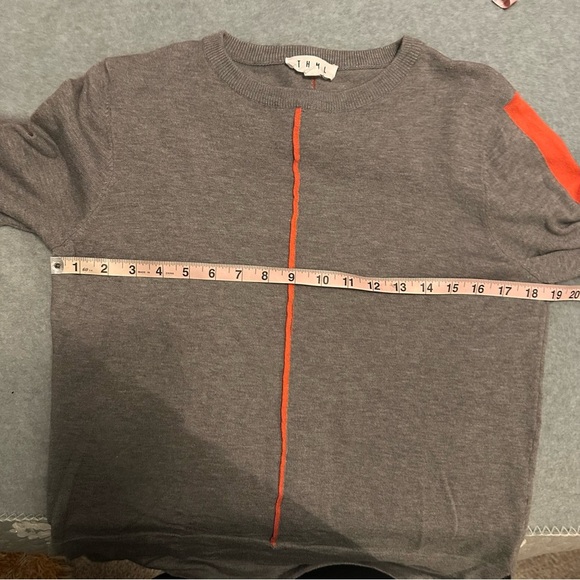 THML gray orange striped long sleeve crewneck sweater size S - Picture 5 of 8